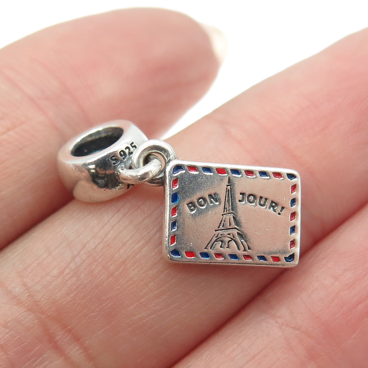 PANDORA 925 Sterling Silver Enamel Wish You Were Here Dangle Bead Charm