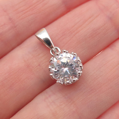 ATI Annika Witt 925 Sterling Silver Round-Cut C Z Mini Charm Pendant