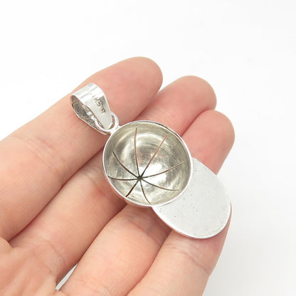 925 Sterling Silver 2-Tone Vintage Mexico Baseball Cap 3D Pendant