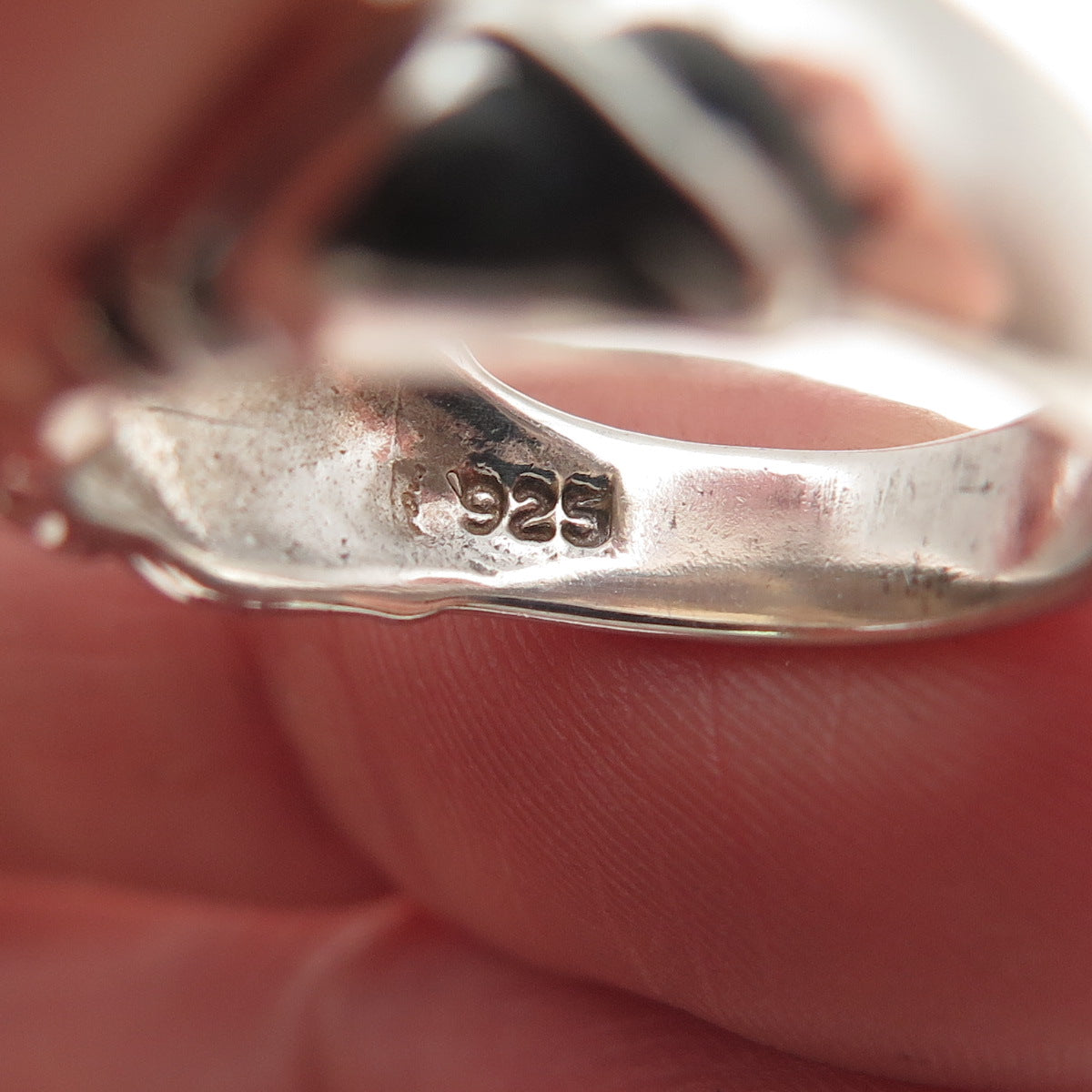 925 Sterling Silver Vintage Modernist Diamond-Shape Oxidized Ring Size 6