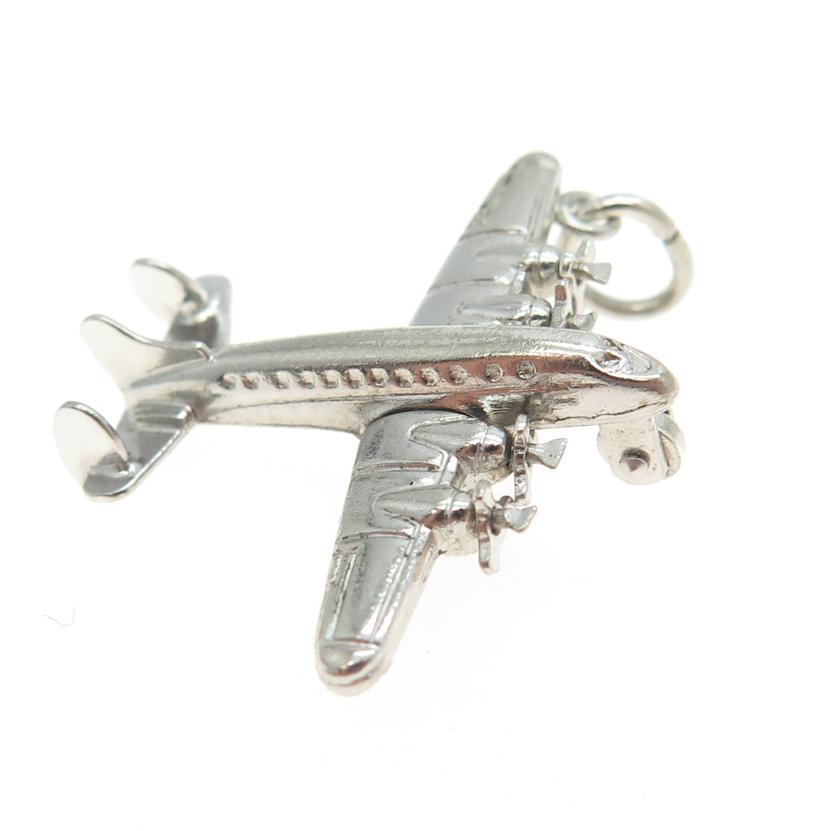 925 Sterling Silver Antique Art Deco Four-Engine Bomber Charm Pendant