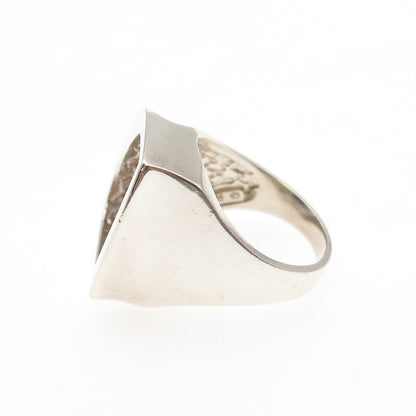Paul Brackna 925 Sterling Silver Vintage Modernist Sail Oxidized Ring Size 6.75