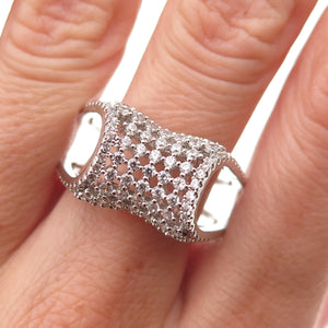 925 Sterling Silver Round-Cut C Z Modernist Cage Ring Size 10.25