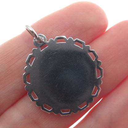 A & Z 925 Sterling Silver Vintage Diamond-Cut Girl's Face Profile Charm Pendant