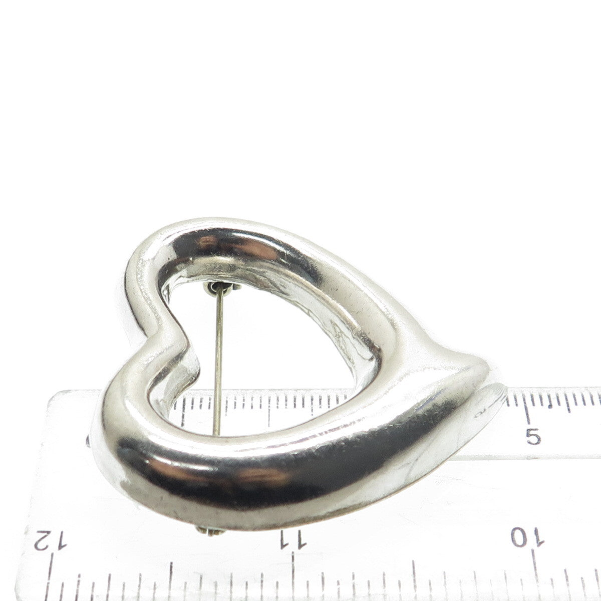 925 Sterling Silver Vintage Mexico Open Heart Pin Brooch
