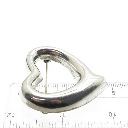 925 Sterling Silver Vintage Mexico Open Heart Pin Brooch
