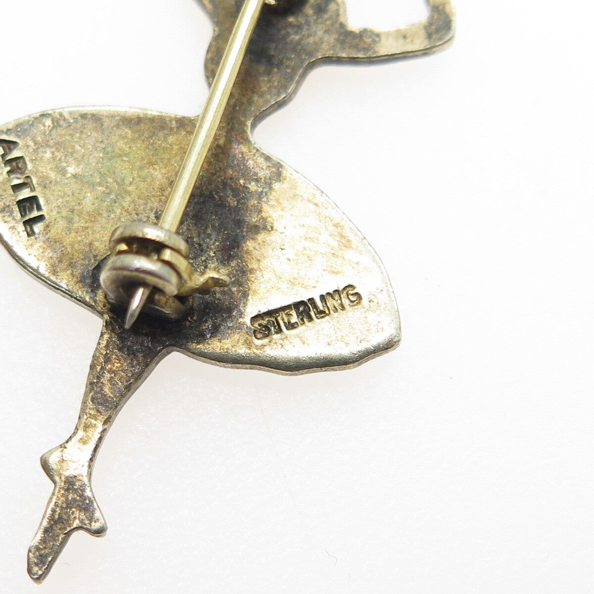 ARTEL 925 Sterling Silver Antique Enamel Ballet Dancer Pin Brooch