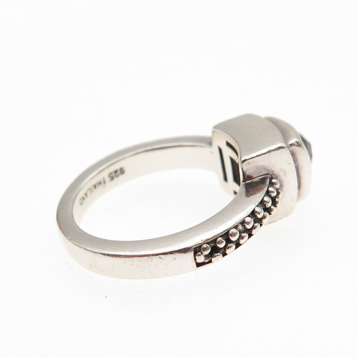 Michael Dawkins 925 Sterling Silver Real Smoky Quartz Granulated Ring Size 6