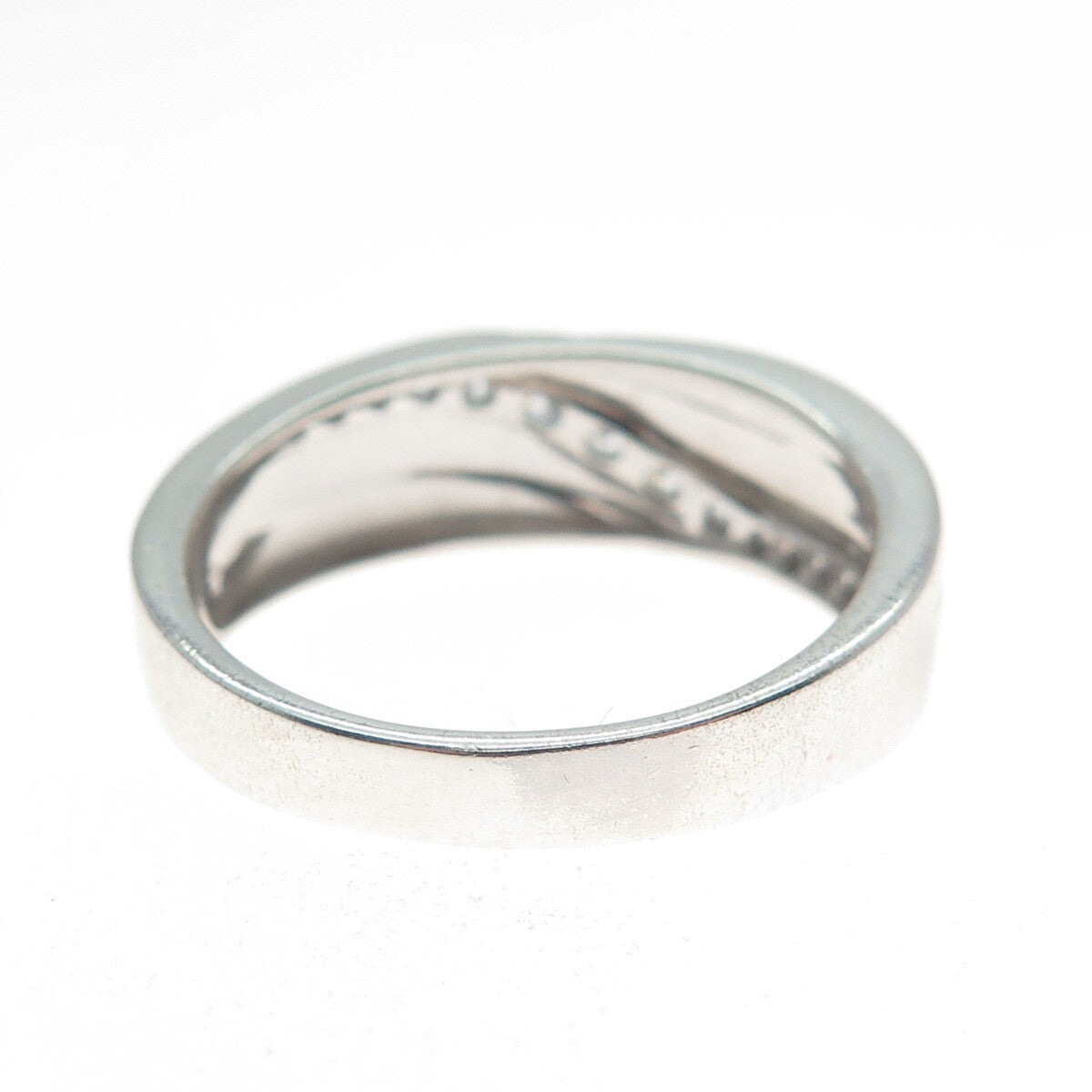 925 Sterling Silver Round-Cut Graduated C Z Wave Ring Size 10