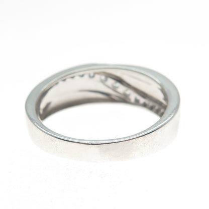 925 Sterling Silver Round-Cut Graduated C Z Wave Ring Size 10