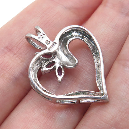 ROSS SIMONS 925 Sterling Silver Real Diamond Accent & Amethyst Heart Pendant