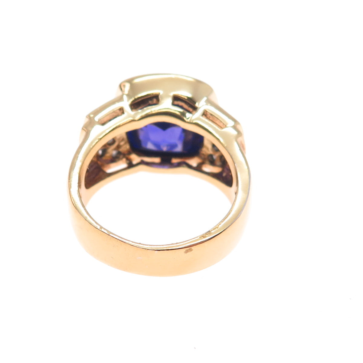 925 Sterling Silver Gold Plated Purple & White C Z Ring Size 7