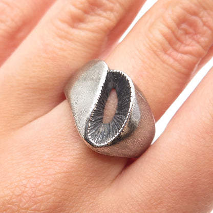 KARLAN & BLEICHER 925 Sterling Silver Vintage Modernist Oxidized Ring Size 6.5