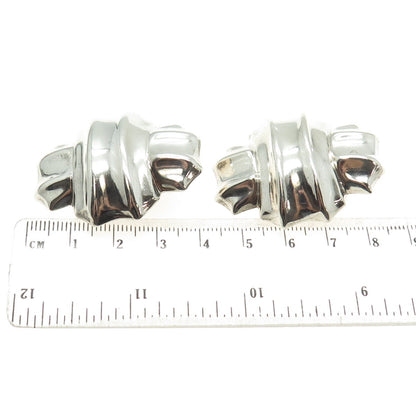 925 Sterling Silver Vintage Mexico Modernist Clip On Earrings