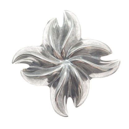 925 Sterling Silver Vintage Mexico Modernist Flower Oxidized Pin Pendant
