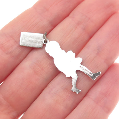 Griffith & Sons Sterling Silver Vintage First Day of School Girl Charm Pendant