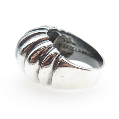 LARREY 925 Sterling Silver Vintage Mexico Modernist Dome Oxidized Ring Size 8.75