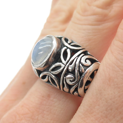 SAMUEL BENHAM BJC Sterling Silver Vintage Real Moonstone Oxidized Ring Size 9.5