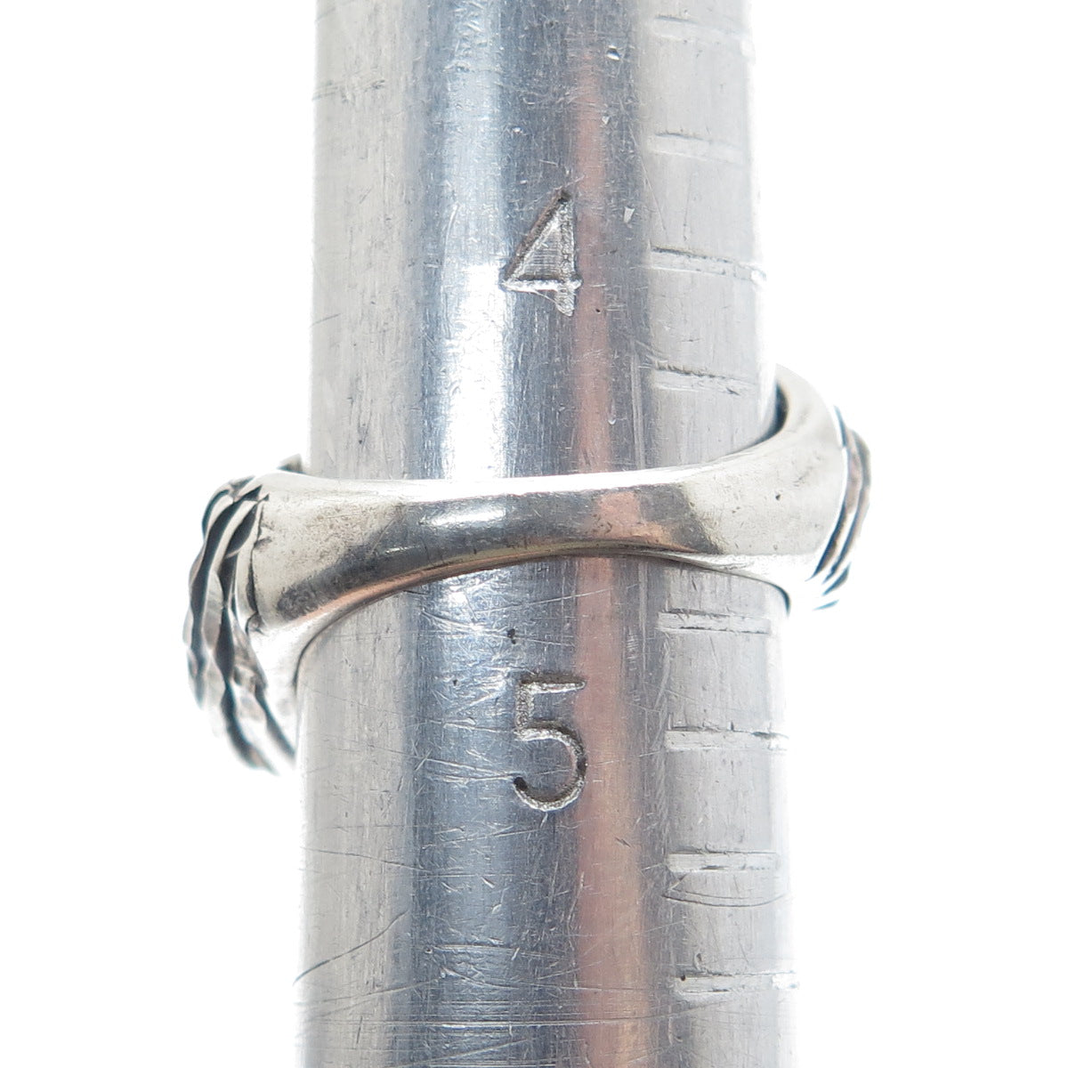 925 Sterling Silver Vintage Diamond-Cut Wavy Dome Oxidized Ring Size 4.75