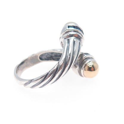 18K Gold 925 Sterling Silver Vintage Real Sapphire Adjustable Ring Size 6.5