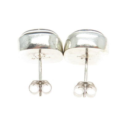 925 Sterling Silver Vintage Mexico Dichroic Glass Cushion Stud Earrings