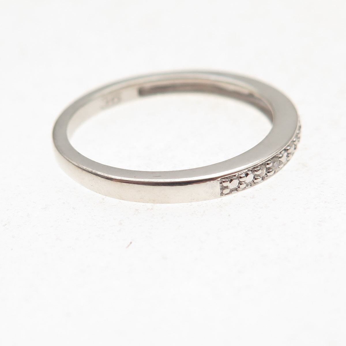 925 Sterling Silver Real Round-Cut Diamond Half Eternity Band Ring Size 7