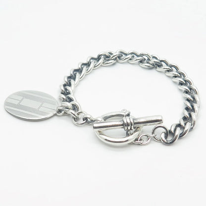 925 Sterling Silver Vintage Cable Link Bracelet 7"
