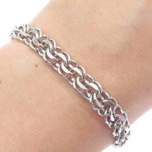 925 Sterling Silver Antique Bismark Link Bracelet 6.75"