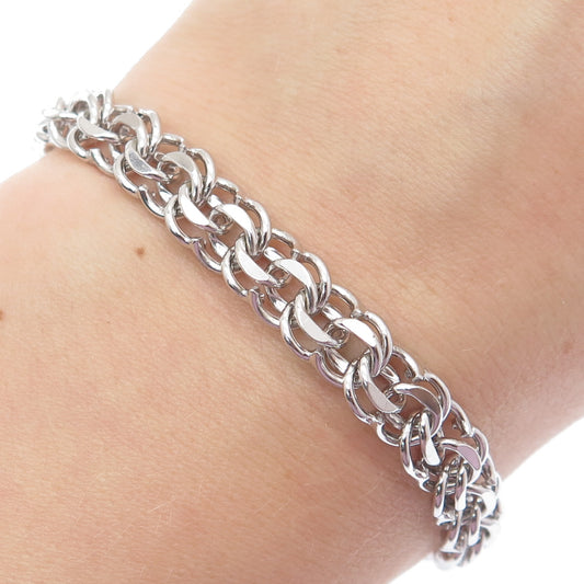 925 Sterling Silver Antique Bismark Link Bracelet 6.75"