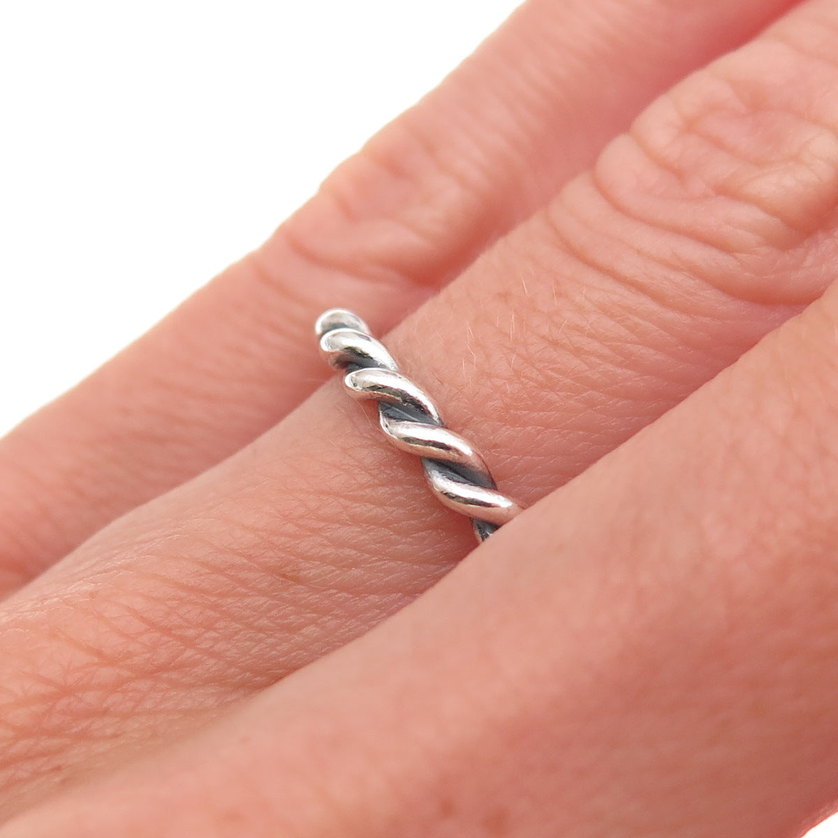 Pandora 925 Sterling Silver Twisted Band Ring Size 5.25