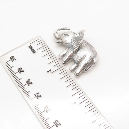 925 Sterling Silver Vintage Brookraft Elephant For Good Luck Pin Brooch
