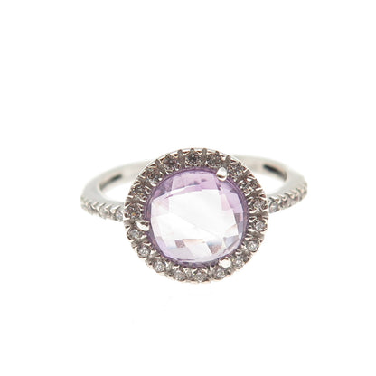 NOMINATION 925 Sterling Silver Real Round-Cut Amethyst & C Z Ring Size 7.25