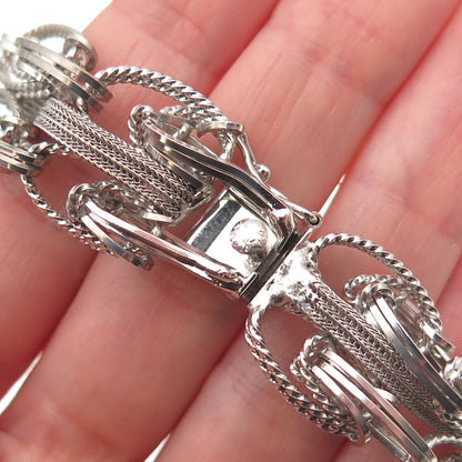 925 Sterling Silver Vintage Modernist Multi-Link Bracelet 6.25"