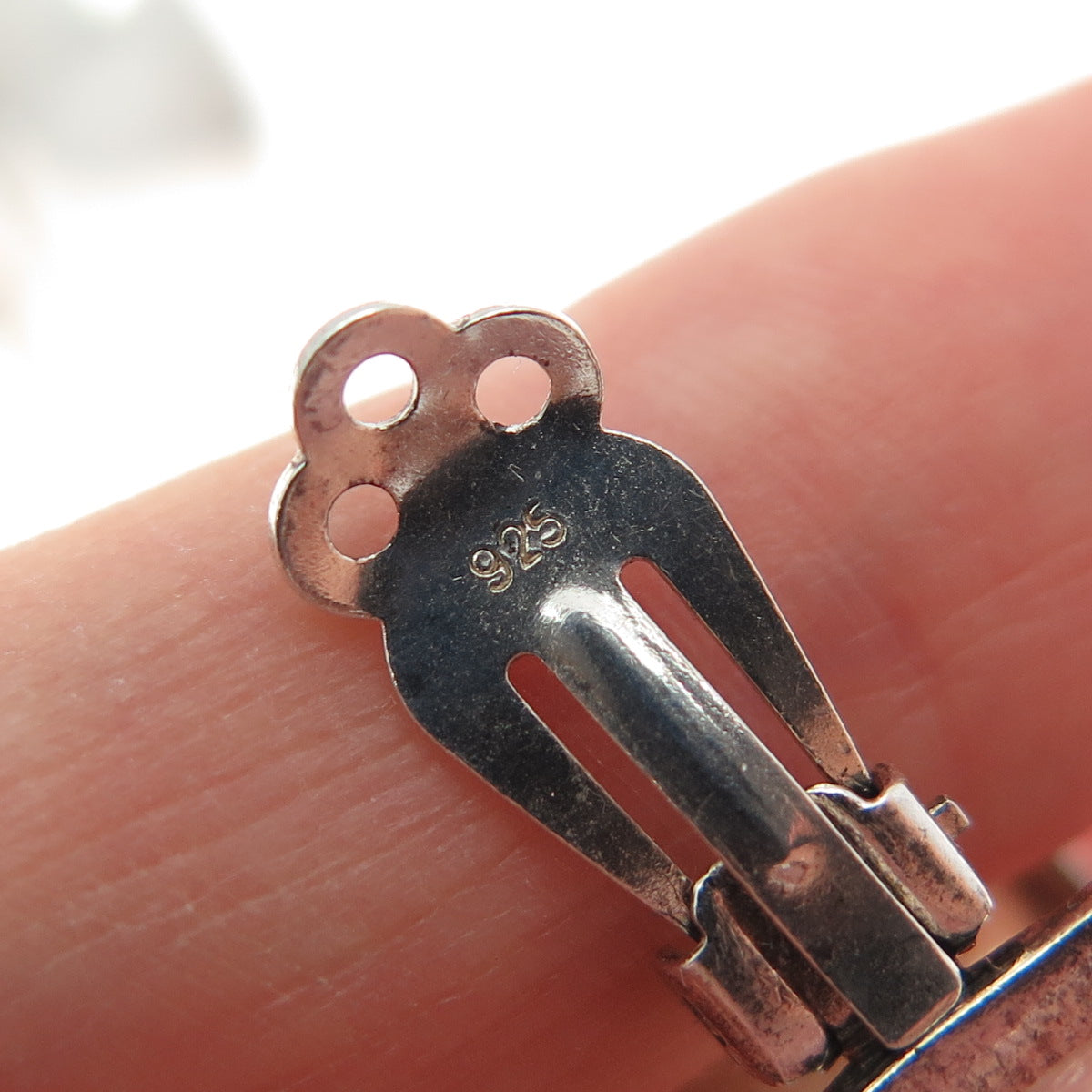 CHAPAL ZENRAY 925 Sterling Silver Vintage Modernist Half Hoop Clip On Earrings