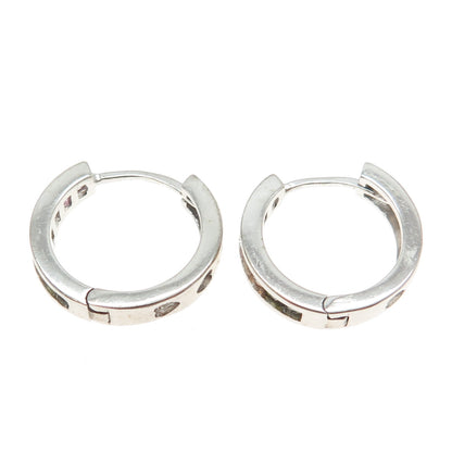 925 Sterling Silver Princess & Round-Cut Multi-Color C Z Hoop Earrings