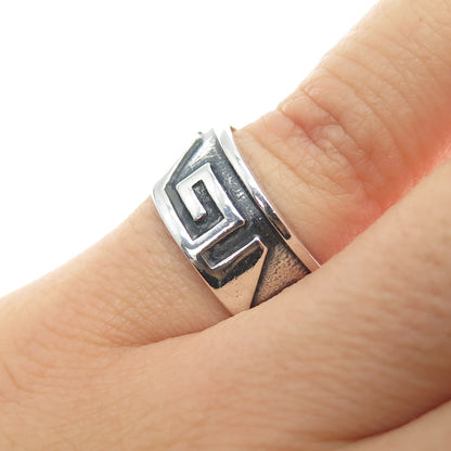 925 Sterling Silver Vintage Tribal Spiral Oxidized Band Ring Size 6.25