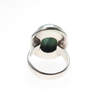 925 Sterling Silver Vintage Real Cabochon Royston Turquoise Ring Size 6.75