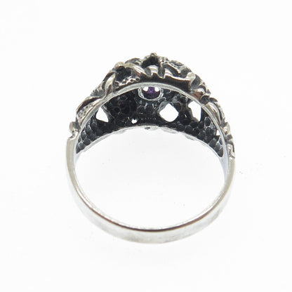 CAROLYN POLLACK 925 Sterling Silver Vintage Real Amethyst Gem Ring Size 9.25