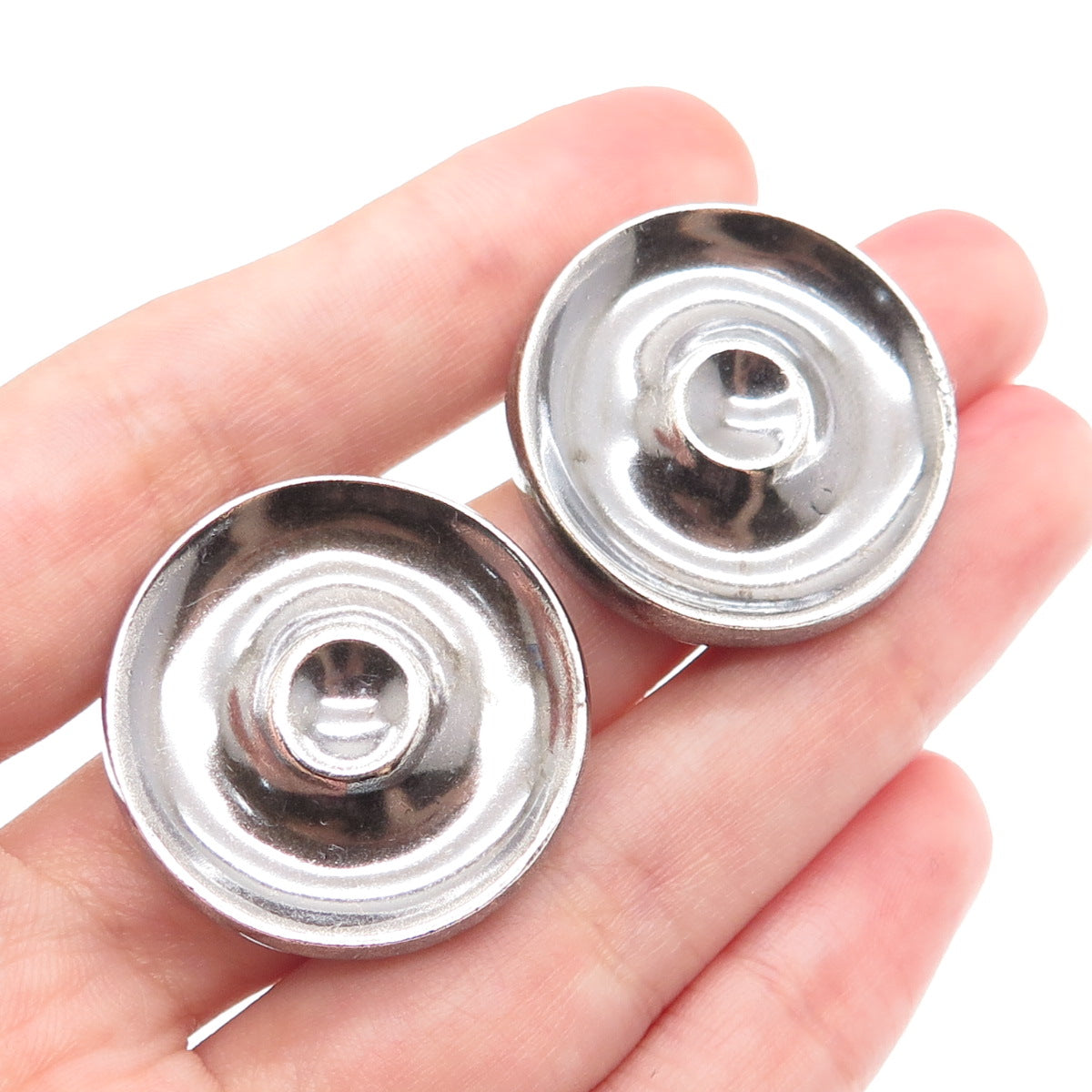 CHARLES M. ROBBINS Sterling Silver Vintage Modernist Oxidized Clip On Earrings