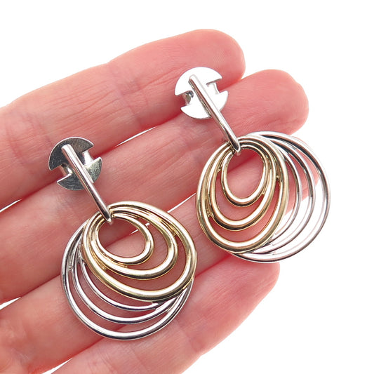 Breuning 925 Sterling Silver 2-Tone Interlocked Circle Dangle Earrings