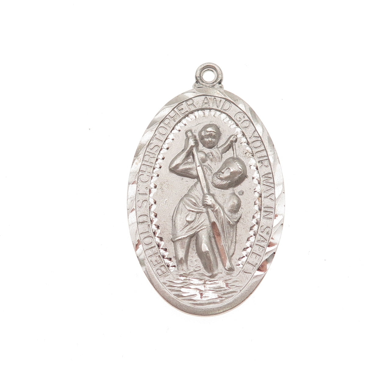 925 Sterling Silver Antique Art Deco St. Christopher Medal Charm Pendant