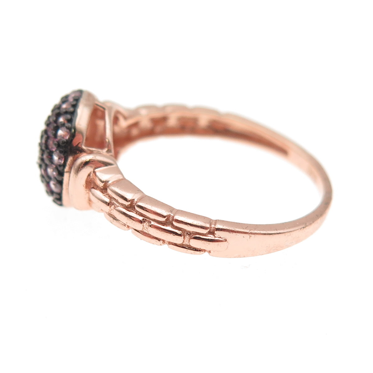 925 Sterling Silver Rose Gold Plated Lab-Created Ruby & Pink C Z Ring Size 7.25