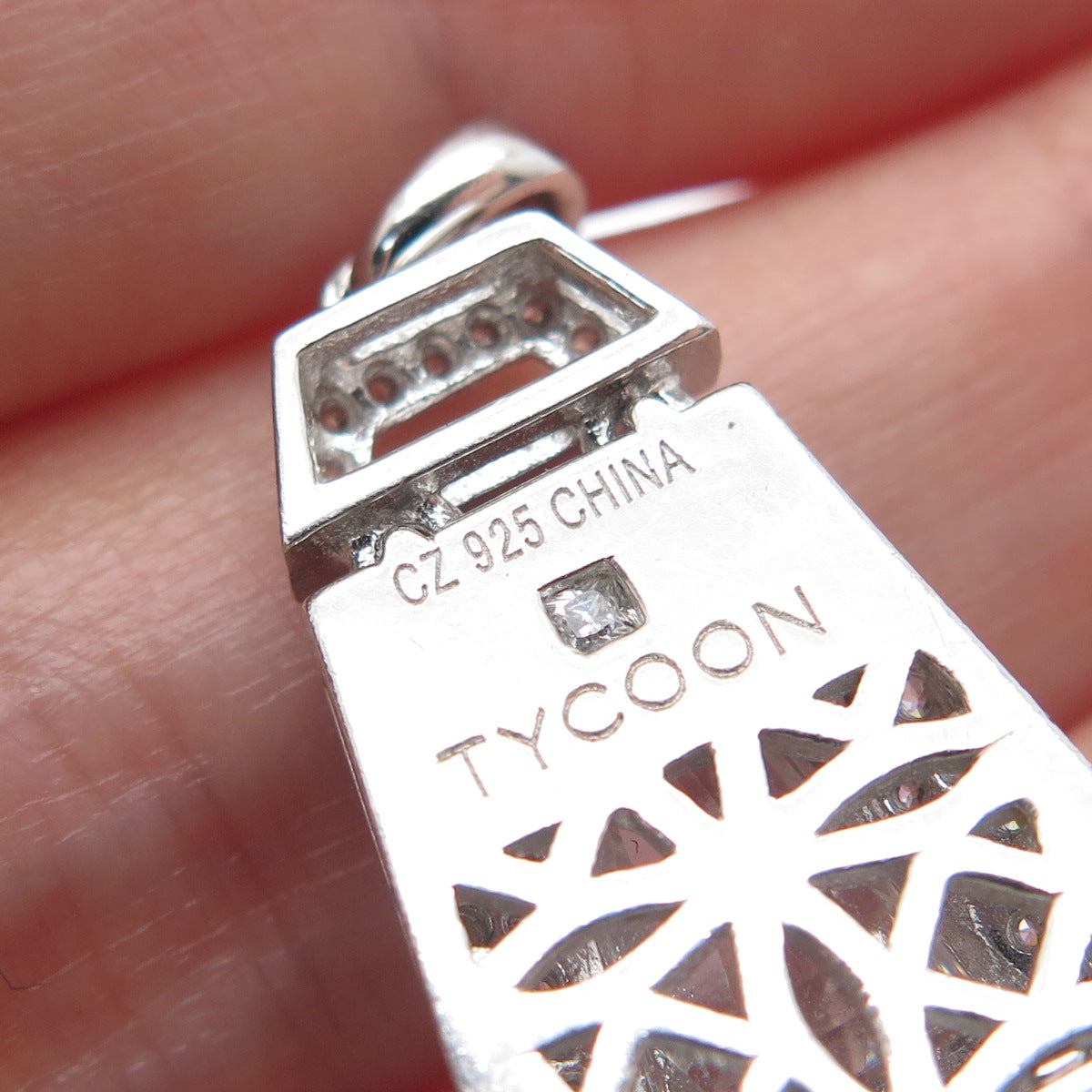 TYCOON 925 Sterling Silver Round & Tapered Baguette-Cut C Z Sparkle Pendant