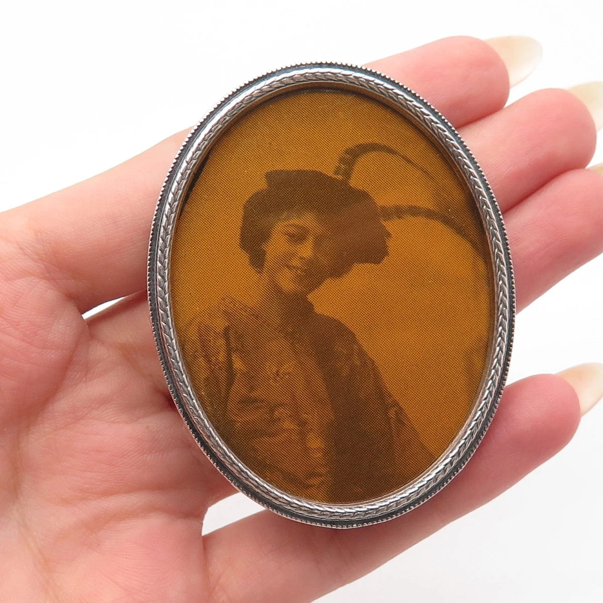 925 Sterling Silver Antique Lady Picture Frame