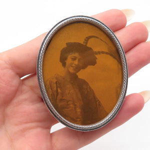 925 Sterling Silver Antique Lady Picture Frame