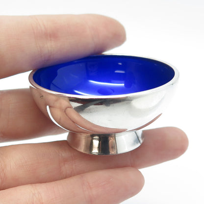 MEKA 925 Sterling Silver Vintage Denmark Guilloche Enamel Salt Cellar