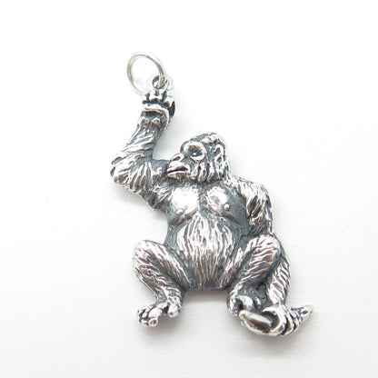 925 Sterling Silver Vintage Gorilla Monkey Pendant