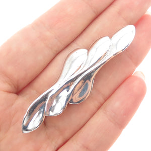 925 Sterling Silver Vintage Modernist Twisted Petal Pin Brooch
