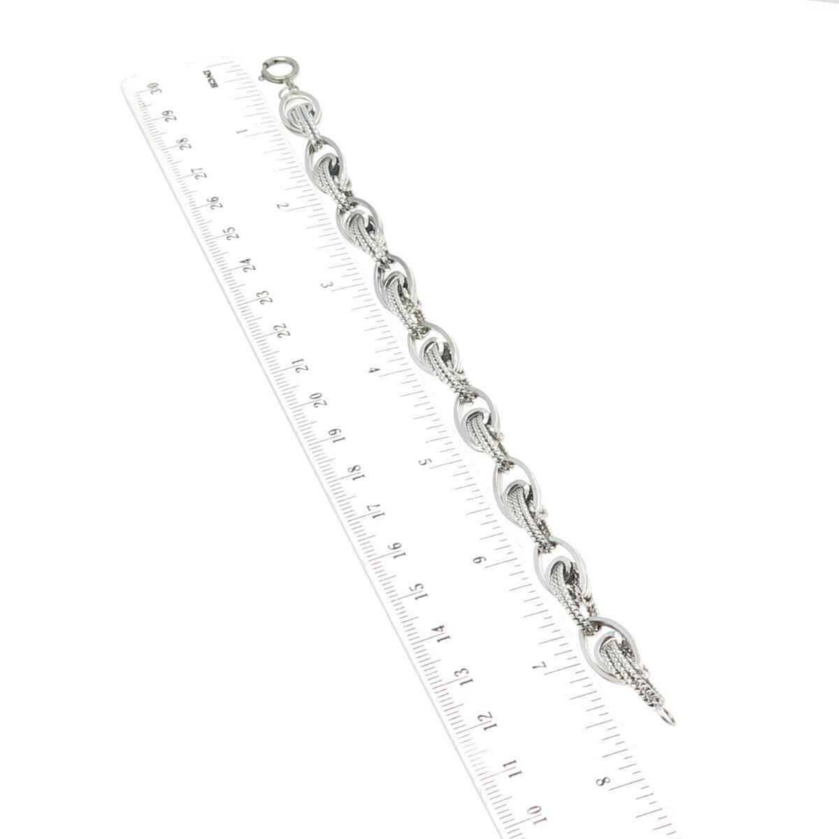 925 Sterling Silver Vintage Modernist Roped Link Bracelet 6.75"