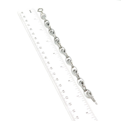 925 Sterling Silver Vintage Modernist Roped Link Bracelet 6.75"